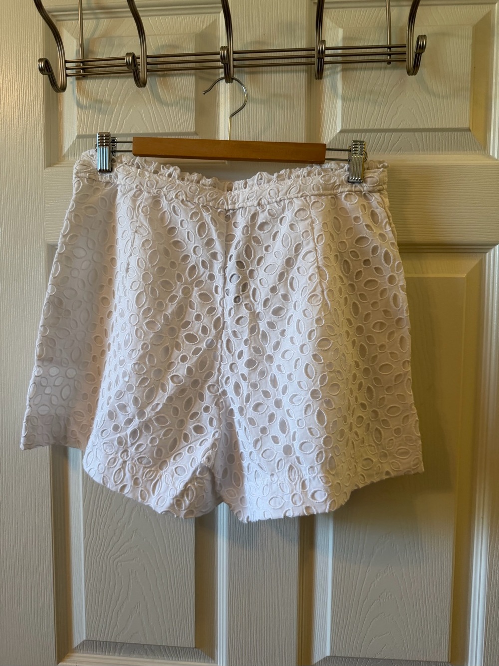 J. Crew White Eyelet High-Waist Shorts